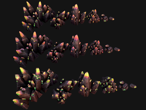 Deposits of Magic Crystals and Gems 3D Model