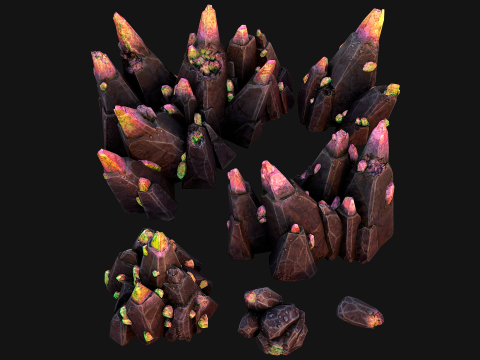 Deposits of Magic Crystals and Gems 3D Model