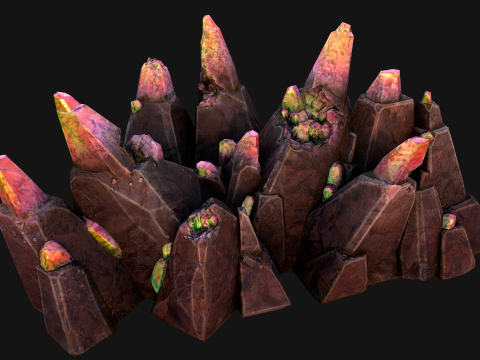 Deposits of Magic Crystals and Gems 3D Model