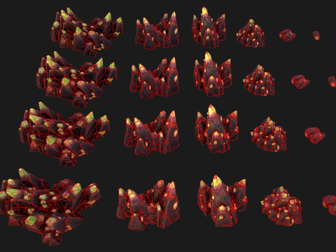 Green Crystals Minerals Ore Cave 3D Модель