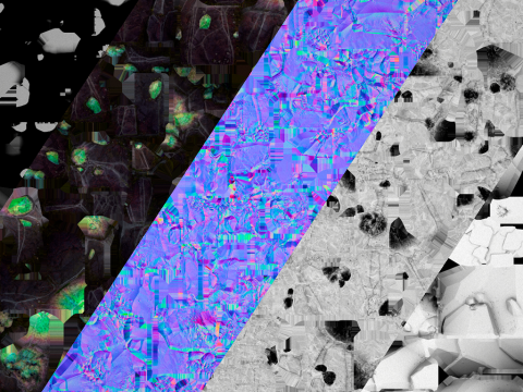 Green Crystals Minerals Ore Cave 3D Модель