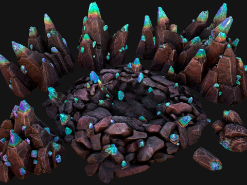 Dungeon Magic Crystals Deposits Ore and Minerals 3Dモデル