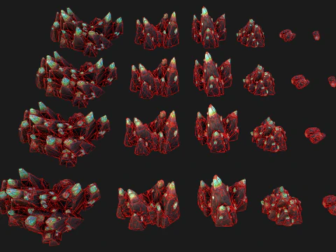 Dungeon Magic Crystals Deposits Ore and Minerals 3D Model