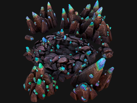 Dungeon Magic Crystals Deposits Ore and Minerals Modelo 3D