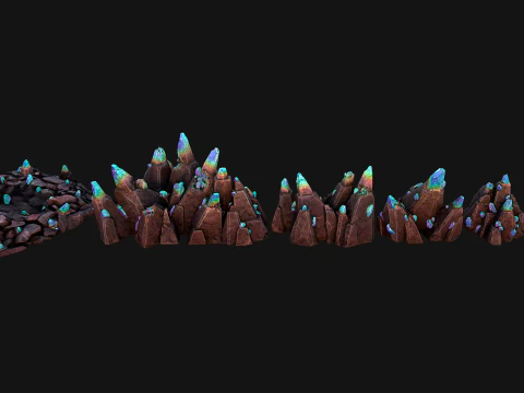 Dungeon Magic Crystals Deposits Ore and Minerals 3D Model