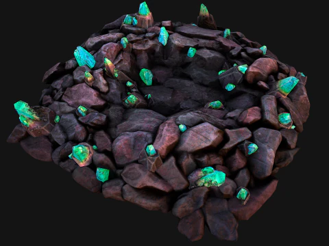 Dungeon Magic Crystals Deposits Ore and Minerals 3D Model
