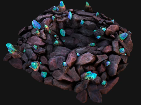 Dungeon Magic Crystals Deposits Ore and Minerals 3D Model