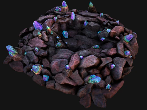 Dungeon Magic Crystals Deposits Ore and Minerals 3D Model