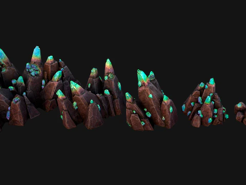 Dungeon Magic Crystals Deposits Ore and Minerals 3D Model