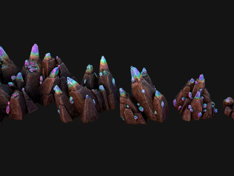 Dungeon Magic Crystals Deposits Ore and Minerals 3D Model