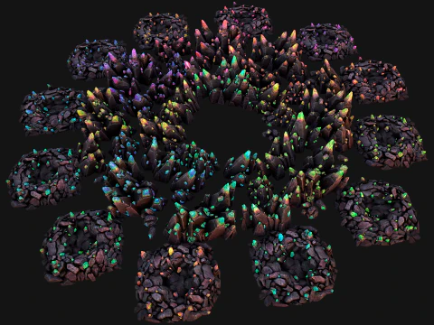 Paket Bijih Permata Mineral Kristal Batu Model 3D