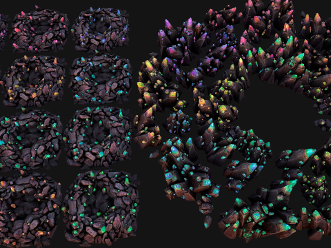 Rocks Crystals Minerals Gem Ore Pack 3D Model