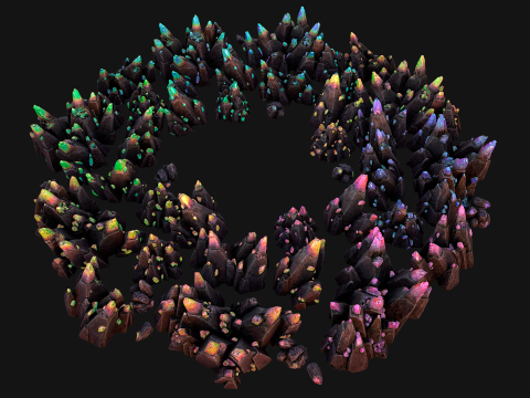 Rocks Crystals Minerals Gem Ore Pack 3D Model