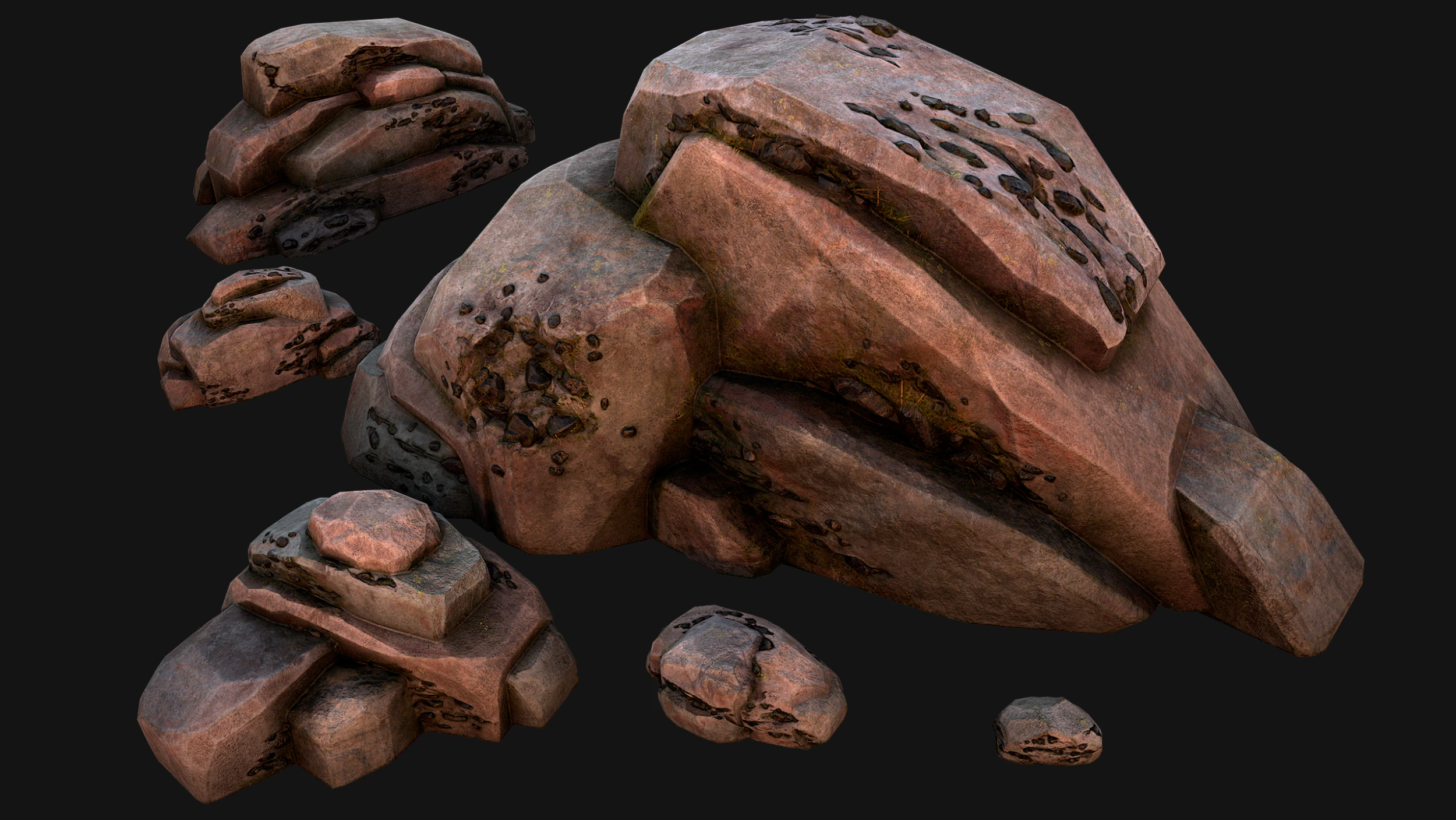 Coal Deposits Rocks and Ore 3D Model .c4d .max .obj .3ds .fbx .stl .blend 