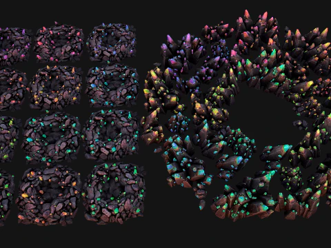 Crystals Gems Ore Mine and Caves Dungeons Resource Pack 3D Model