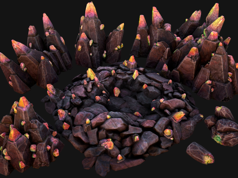 Crystals Gems Ore Mine and Caves Dungeons Resource Pack Modelo 3D