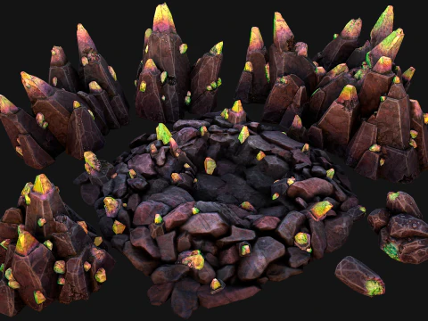 Crystals Gems Ore Mine and Caves Dungeons Resource Pack 3D Model