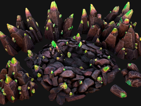 Crystals Gems Ore Mine and Caves Dungeons Resource Pack Modelo 3D
