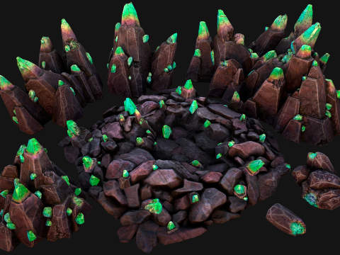 Crystals Gems Ore Mine and Caves Dungeons Resource Pack Modelo 3D