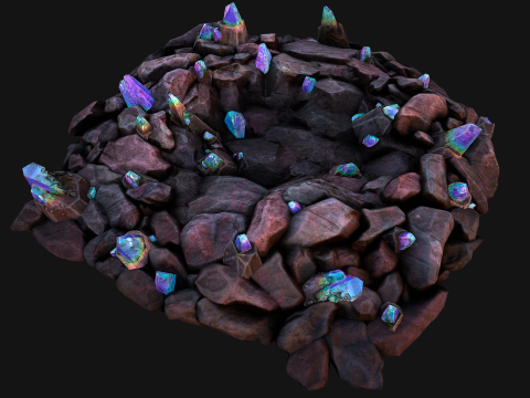 Crystals Gems Ore Mine and Caves Dungeons Resource Pack Modelo 3D