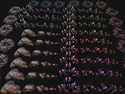 Crystals Gems Ore Mine and Caves Dungeons Resource Pack 3D Model