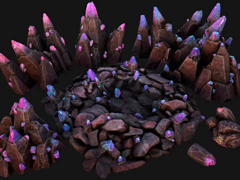 Crystals Gems Ore Mine and Caves Dungeons Resource Pack 3D Model