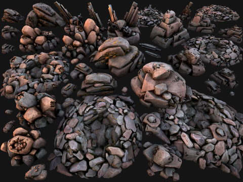 Ore Minerals Gold Iron Copper Coal Resource Pack for Mine 3D Model