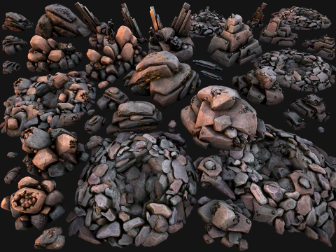 Minerali minerali Oro Ferro Rame Carbone Pacchetto risorse per la mia Modello 3D