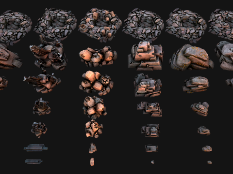 Ore Minerals Gold Iron Copper Coal Resource Pack for Mine 3D 模型