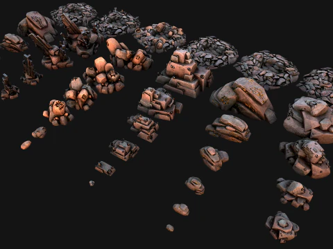 Ore Minerals Gold Iron Copper Coal Resource Pack for Mine 3D Model