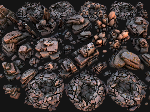 Rocks Ore Metal Mineral Industrial Resources Environment Pack 3D Model