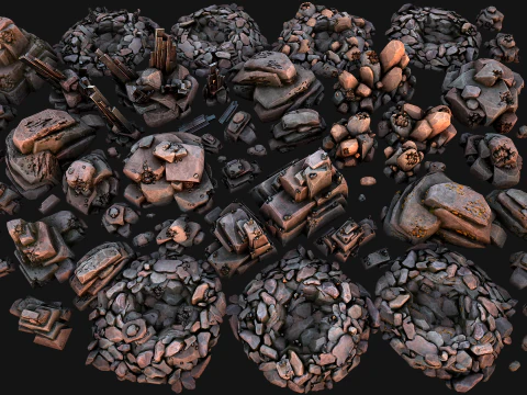 Pacchetto ambiente rocce minerali metalliferi risorse industriali Modello 3D