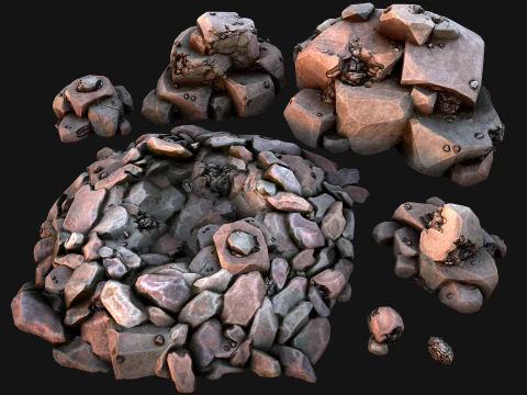 Rocks Ore Metal Mineral Industrial Resources Environment Pack 3D Model
