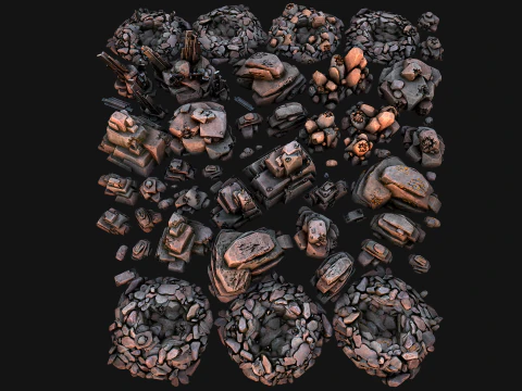 Rocks Ore Metal Mineral Industrial Resources Environment Pack 3D Model