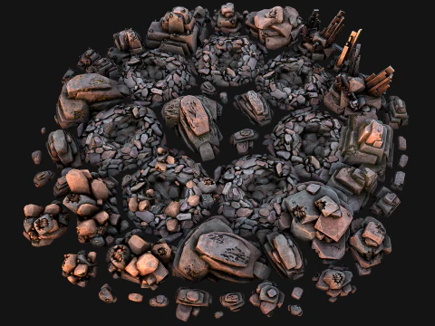 Rocks Ore Metal Mineral Industrial Resources Environment Pack 3D Model