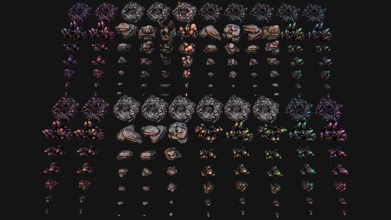 Conjunto de recursos industriais de minerais de cristais de metal de gemas de ferro de min&eacute;rio Modelo 3D .c4d .max .obj .3ds .fbx .stl .blend 