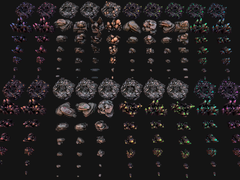 Ore Iron Gems Metal Crystals Minerals Industrial Resources Set 3D मॉडल