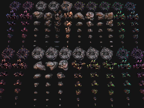 Minerale Ferro Gemme Cristalli metallici Minerali Set di risorse industriali Modello 3D