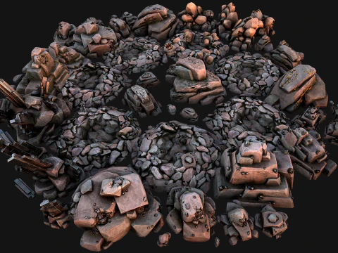 Conjunto de recursos industriais de minerais de cristais de metal de gemas de ferro de min&eacute;rio Modelo 3D