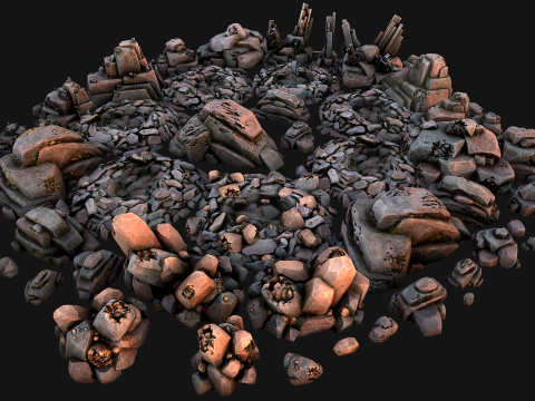 Ore Iron Gems Metal Crystals Minerals Industrial Resources Set 3Dモデル