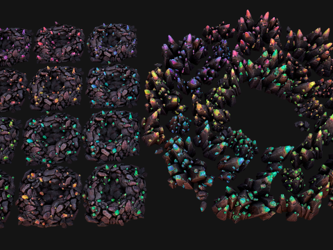 Ore Iron Gems Metal Crystals Minerals Industrial Resources Set 3Dモデル