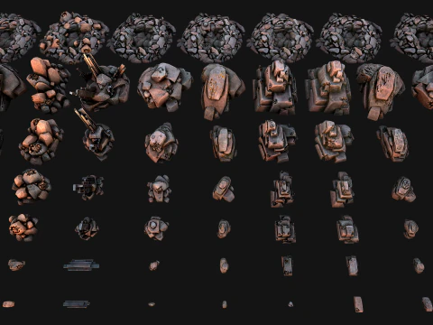 Conjunto de recursos industriais de minerais de cristais de metal de gemas de ferro de min&eacute;rio Modelo 3D