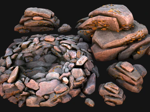 Conjunto de recursos industriais de minerais de cristais de metal de gemas de ferro de min&eacute;rio Modelo 3D