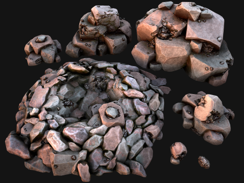 Ore Iron Gems Metal Crystals Minerals Industrial Resources Set 3Dモデル