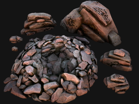 Ore Iron Gems Metal Crystals Minerals Industrial Resources Set 3Dモデル