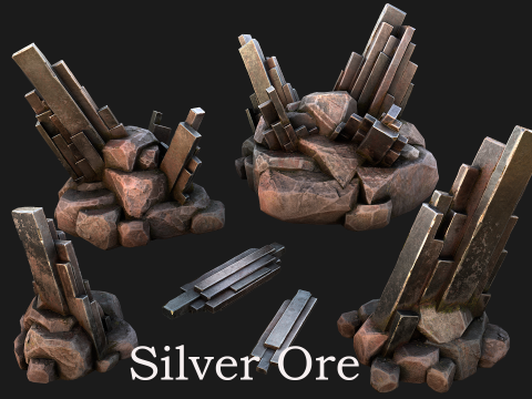 Ore Iron Gems Metal Crystals Minerals Industrial Resources Set 3Dモデル