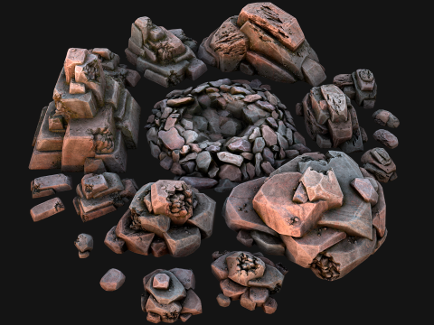 Ore Iron Gems Metal Crystals Minerals Industrial Resources Set 3Dモデル