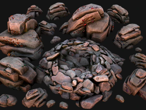 Conjunto de recursos industriais de minerais de cristais de metal de gemas de ferro de min&eacute;rio Modelo 3D