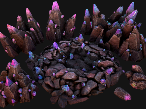 Ore Iron Gems Metal Crystals Minerals Industrial Resources Set 3Dモデル