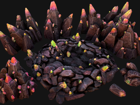 Ore Iron Gems Metal Crystals Minerals Industrial Resources Set 3Dモデル
